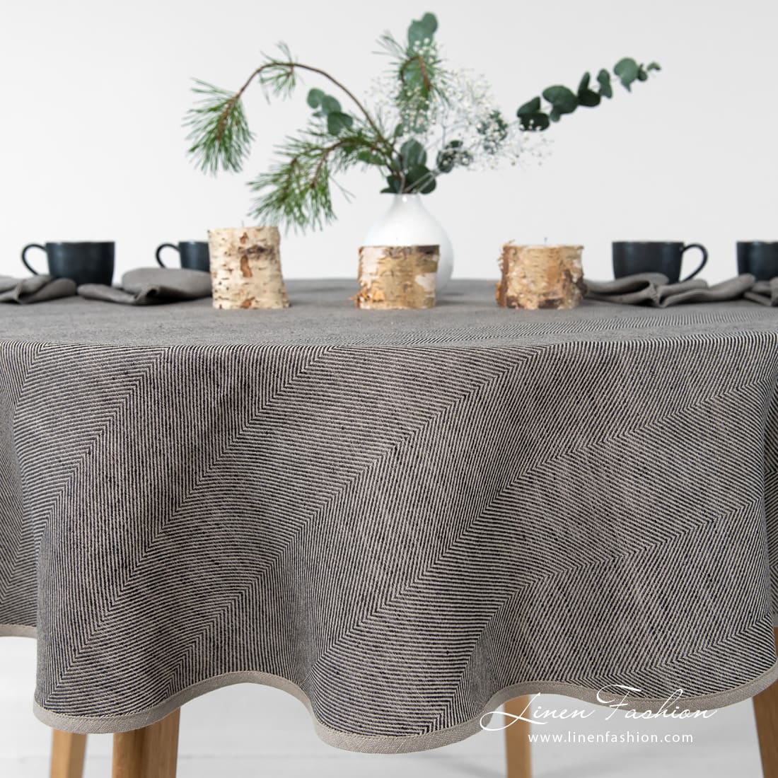 Linen cotton round (oval) tablecloth