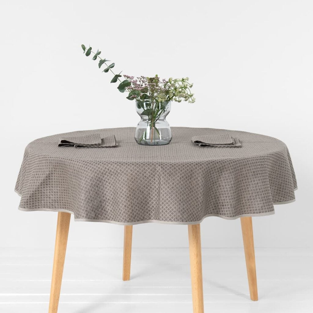 dark brown patterned linen-cotton tablecloth