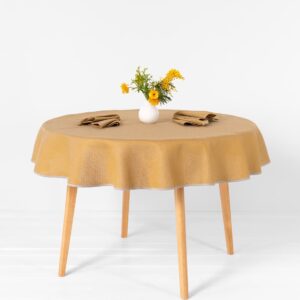 Round/oval linen cotton yellow tablecloth, main