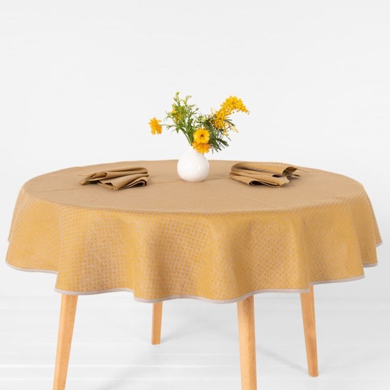 Round/oval linen cotton yellow tablecloth