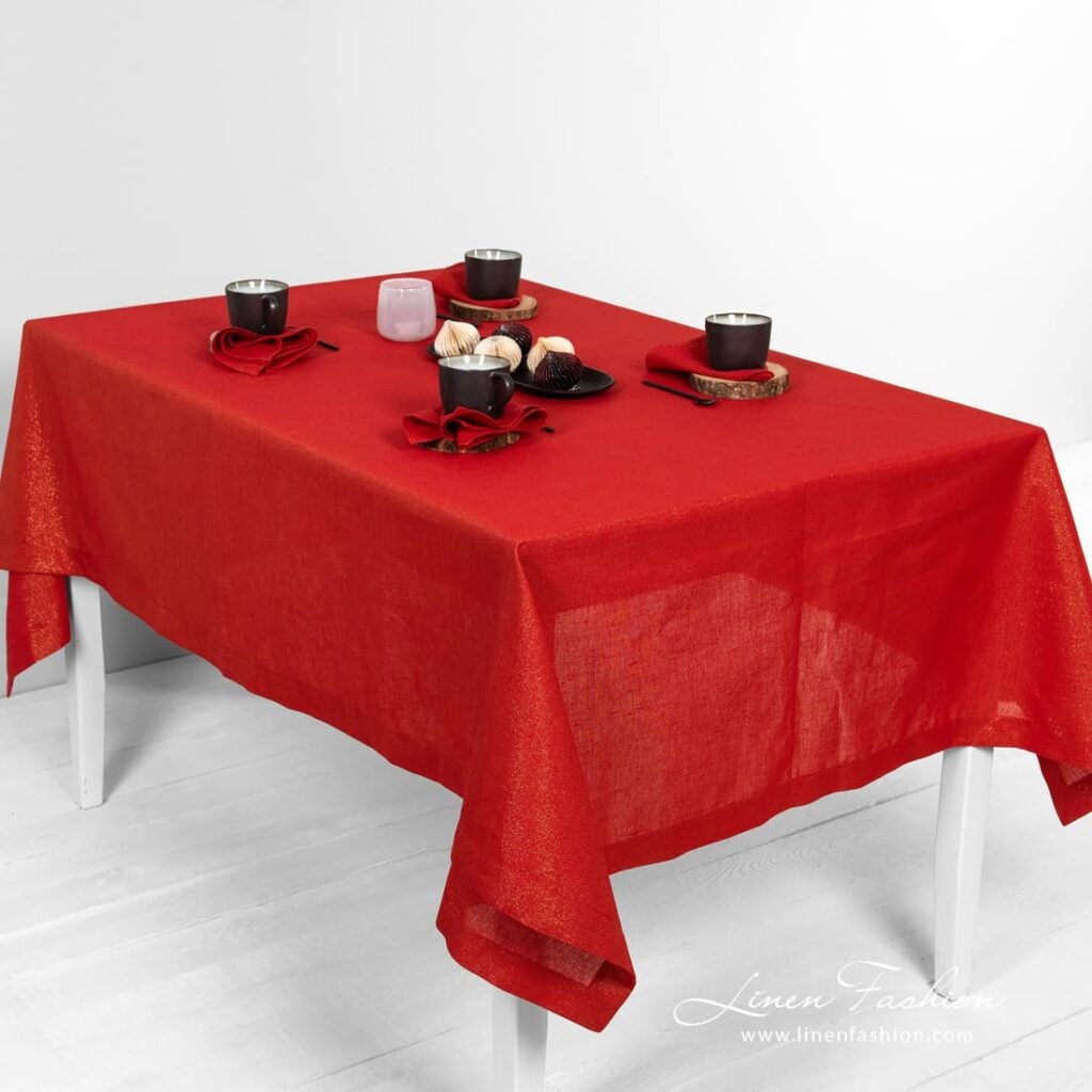 Linen tablecloth red.