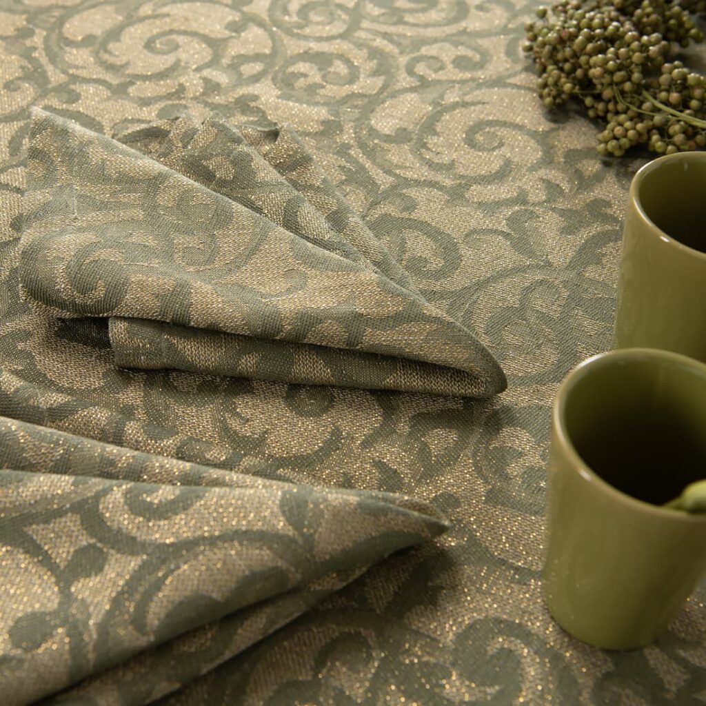 ATLANTA Duk oliven 4 linen cotton olive jacquard tablecloth for christmas.