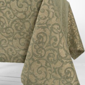 ATLANTA Duk oliven 16 linen cotton olive jacquard tablecloth, with folded borders.