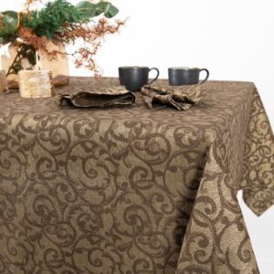 ATLANTA Duk brun 10 linen cotton brown jacquard tablecloth, decoration.