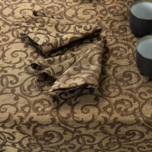 ATLANTA Duk brun 12 linen cotton brown jacquard tablecloth, with napkins.