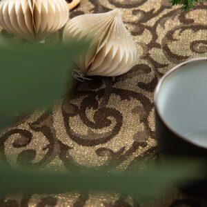 ATLANTA Duk brun 13 linen cotton brown jacquard tablecloth, for christmas decor.