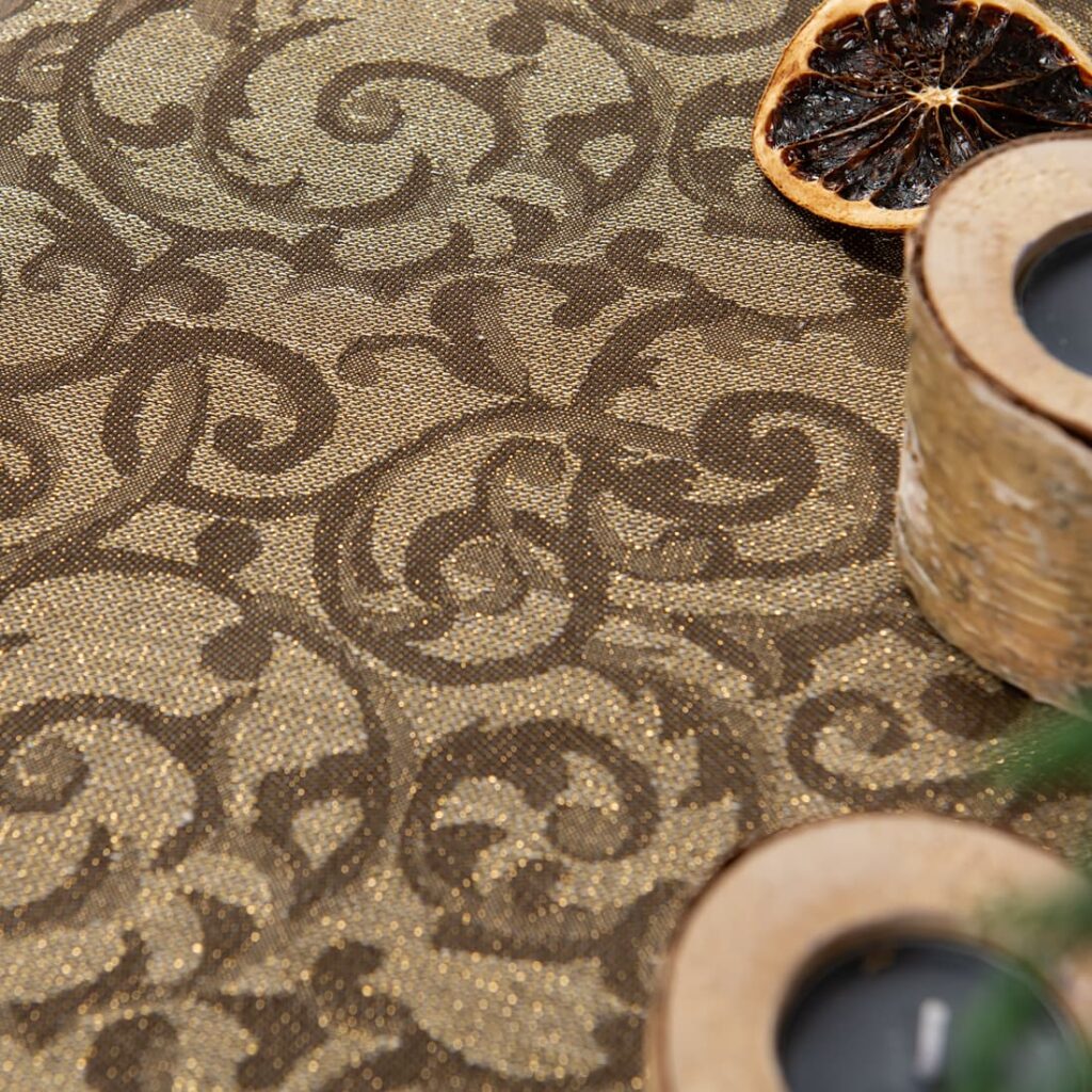 ATLANTA Duk brun 7 linen cotton brown jacquard tablecloth, many sizes.