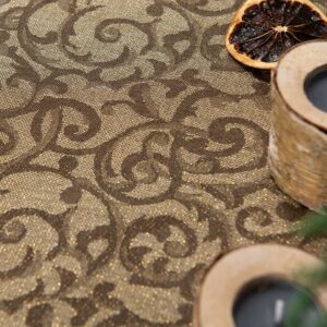 ATLANTA Duk brun 14 linen cotton brown jacquard tablecloth, many sizes.