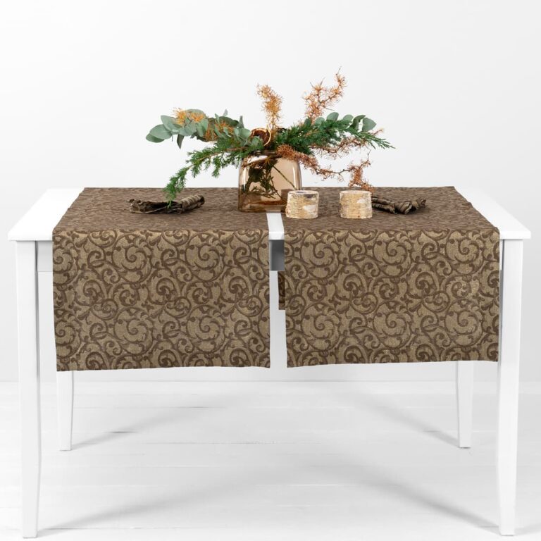 linen cotton brown jacquard runner