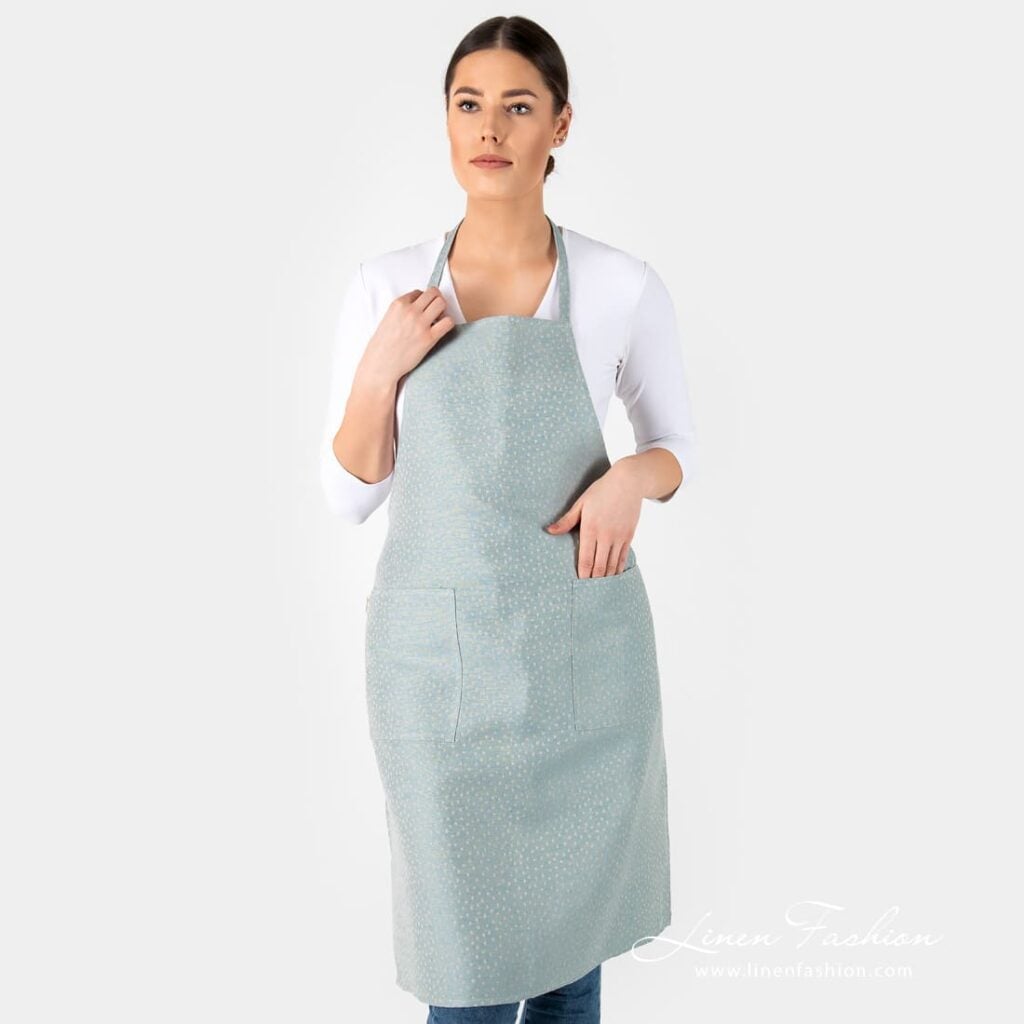CANDY blueish green linen cotton apron