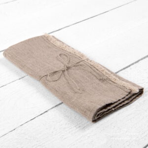 Kjøkkenhåndkle nr. 2 5 Natural linen kitchen towels with fringes