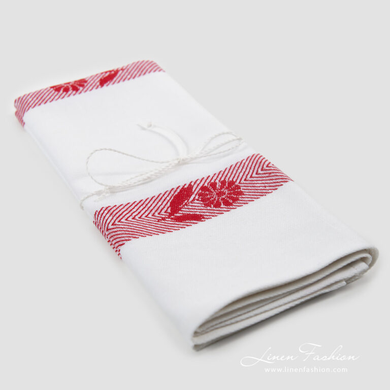Linen cotton jacquard red towel.