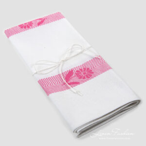Linen cotton towels pink flowers.