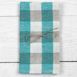 Kjøkkenhåndkle nr. 46 6 Linen kitchen towel in rhombuses and checks