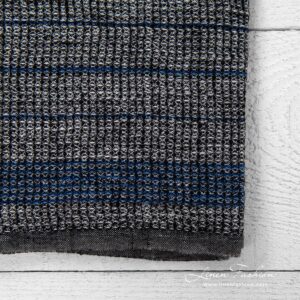 Linen black towel with blue stripes
