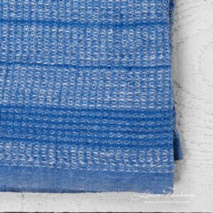 Striped blue kitchen towel, waffle weave