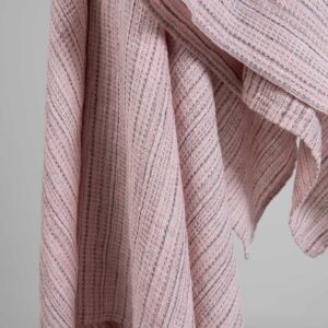 Linen pink striped waffle bath towels, waffle weave pattern