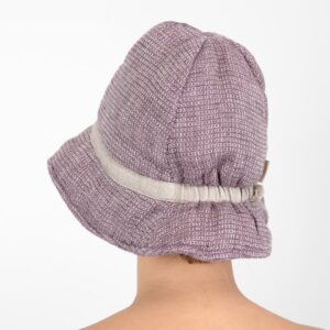 PURO Badstuehatt fiolett 6 violet linen sauna hat from backside