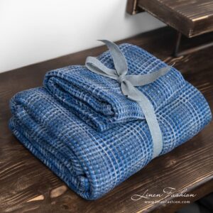 BINGO Badehåndkle blått 12 Set of blue linen cotton bath towels