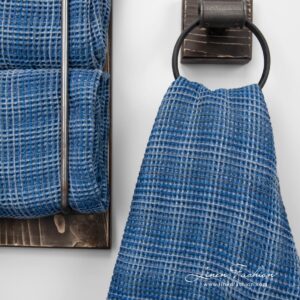 BINGO Badehåndkle blått 10 Linen cotton bath towel in blue color