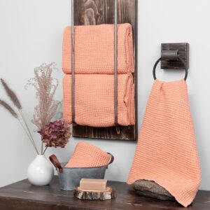 linen cotton bath towel peach