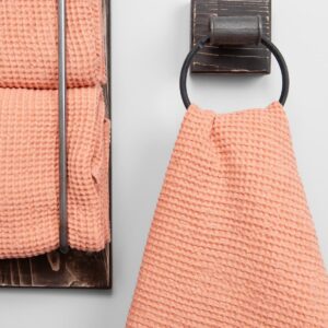linen cotton bath towel peach, washed.