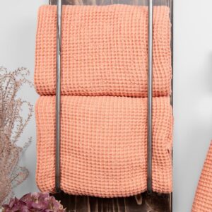 linen cotton bath towel peach, big size.