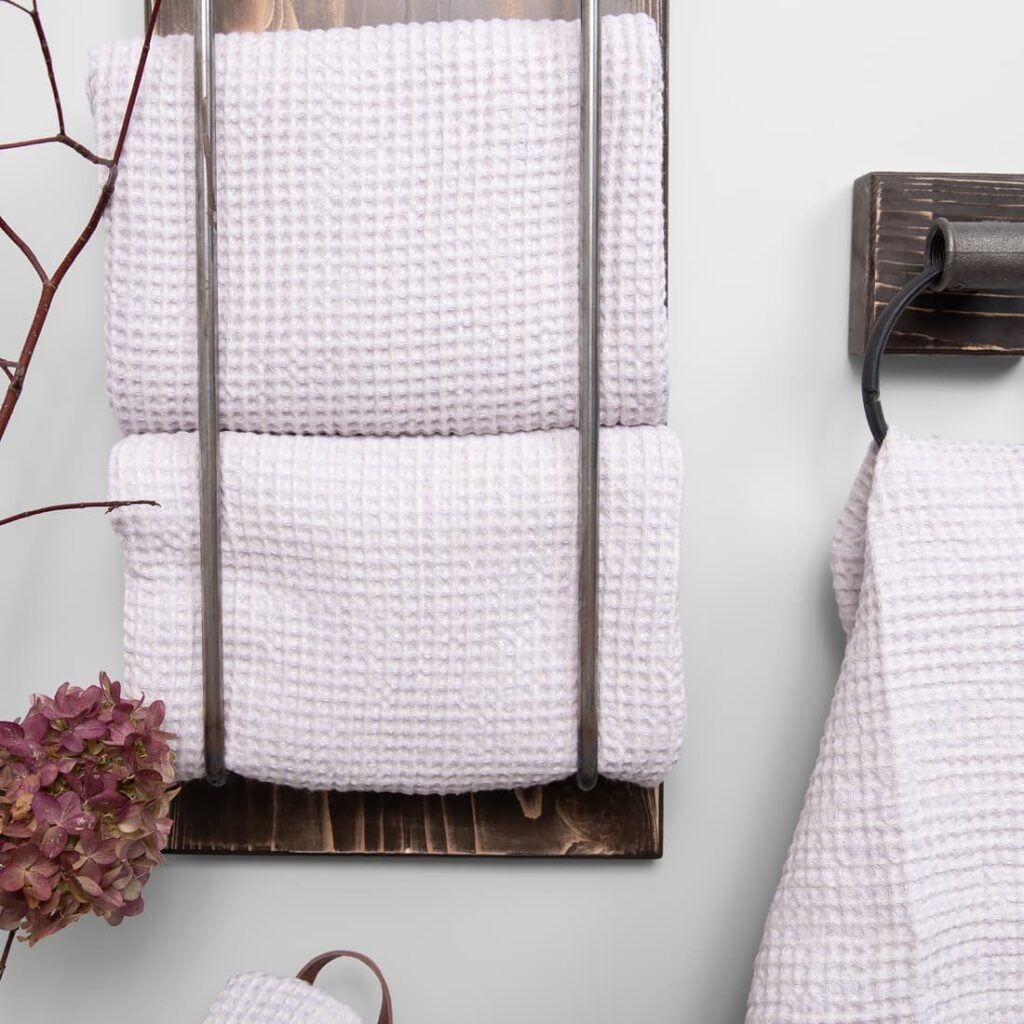 BINGO Badehåndkle lys lilla 3 linen cotton light lilac towel, waffla.