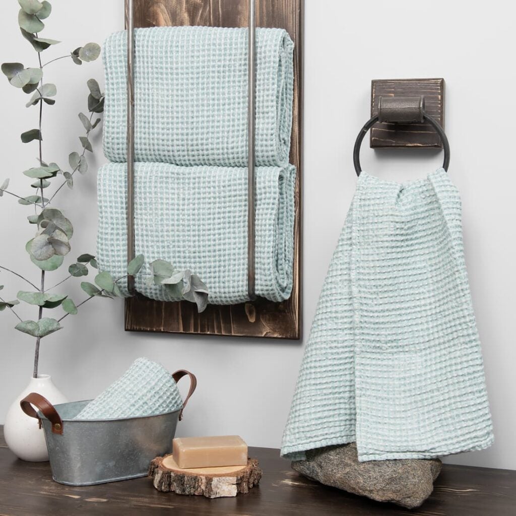 linen cotton aqua bath towel