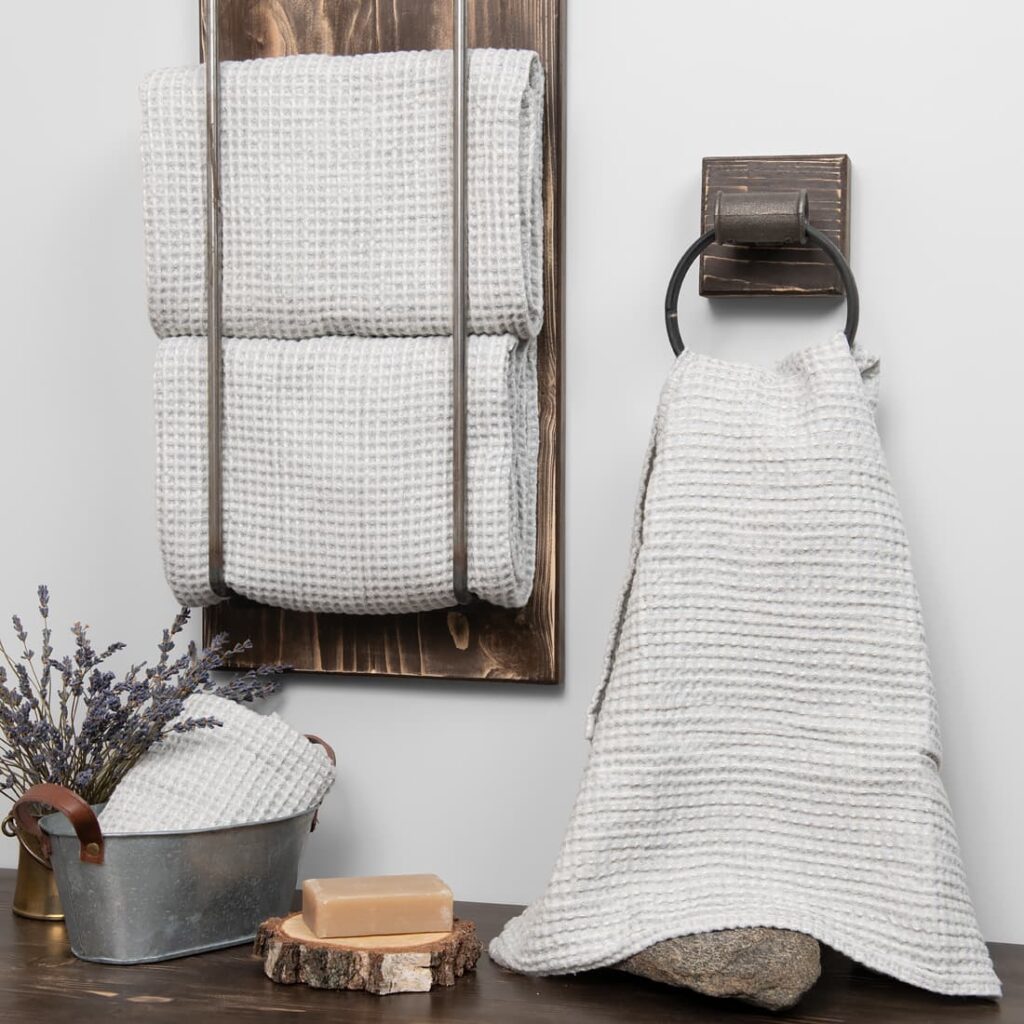 linen cotton ice grey bath towel