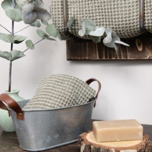 linen grey green bath towel, small size