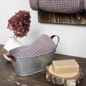 BINGO Badehåndkle brunrutete 14 grey violet linen bath towel, small size