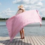 KORFU Strandhåndkle lilla rutete