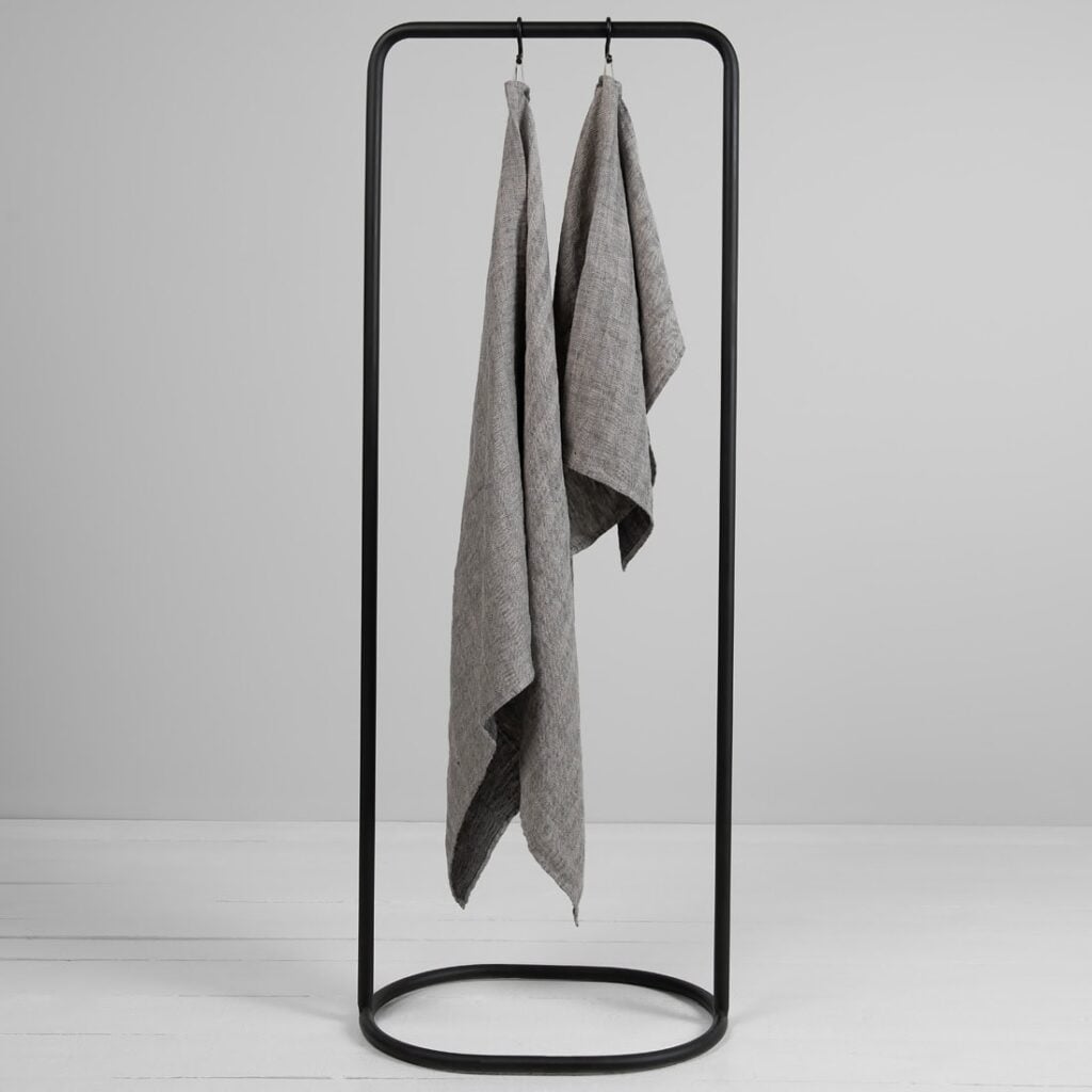 Grey linen herringbone bath towel
