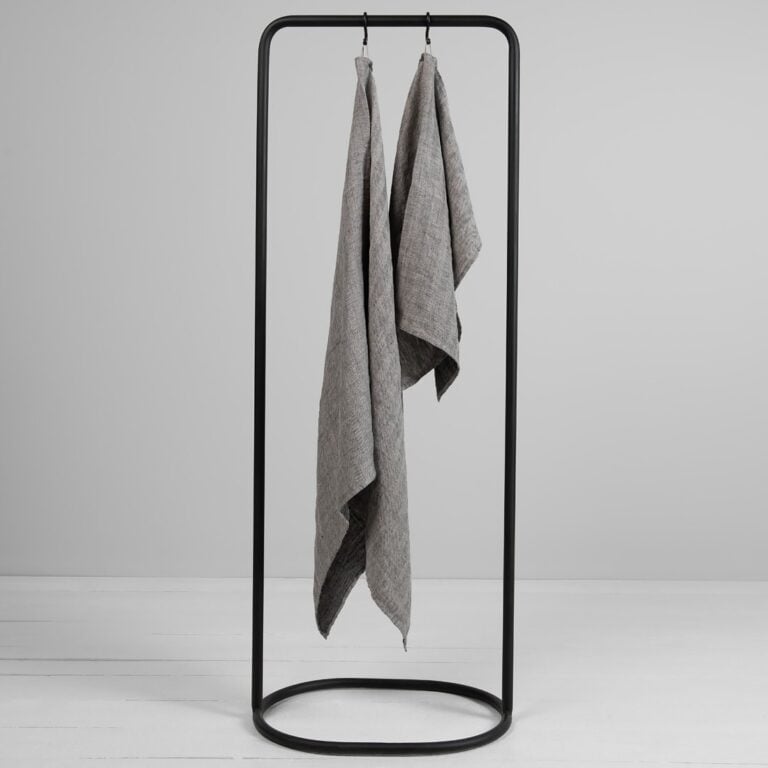 Grey linen herringbone bath towel
