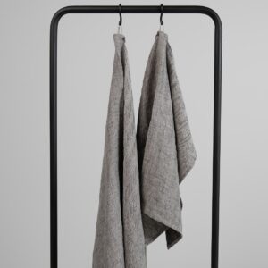 RAY Badehåndkle grå 6 Grey linen herringbone bath towel, 100% linen