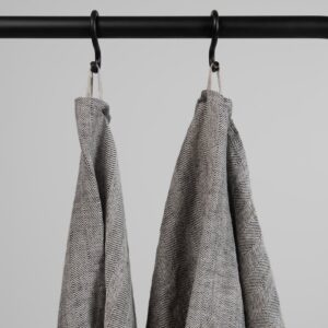 RAY Badehåndkle grå 7 Grey linen herringbone bath towel, with hanging loops