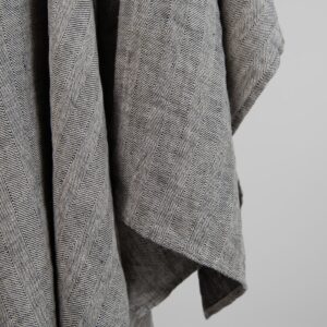 RAY Badehåndkle grå 8 Grey linen herringbone bath towel, washed