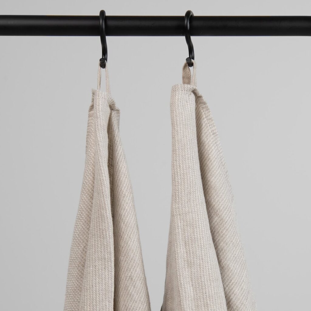 MARGO Badehåndkle beige 2 Beige linen striped bath towel, with hanging loops