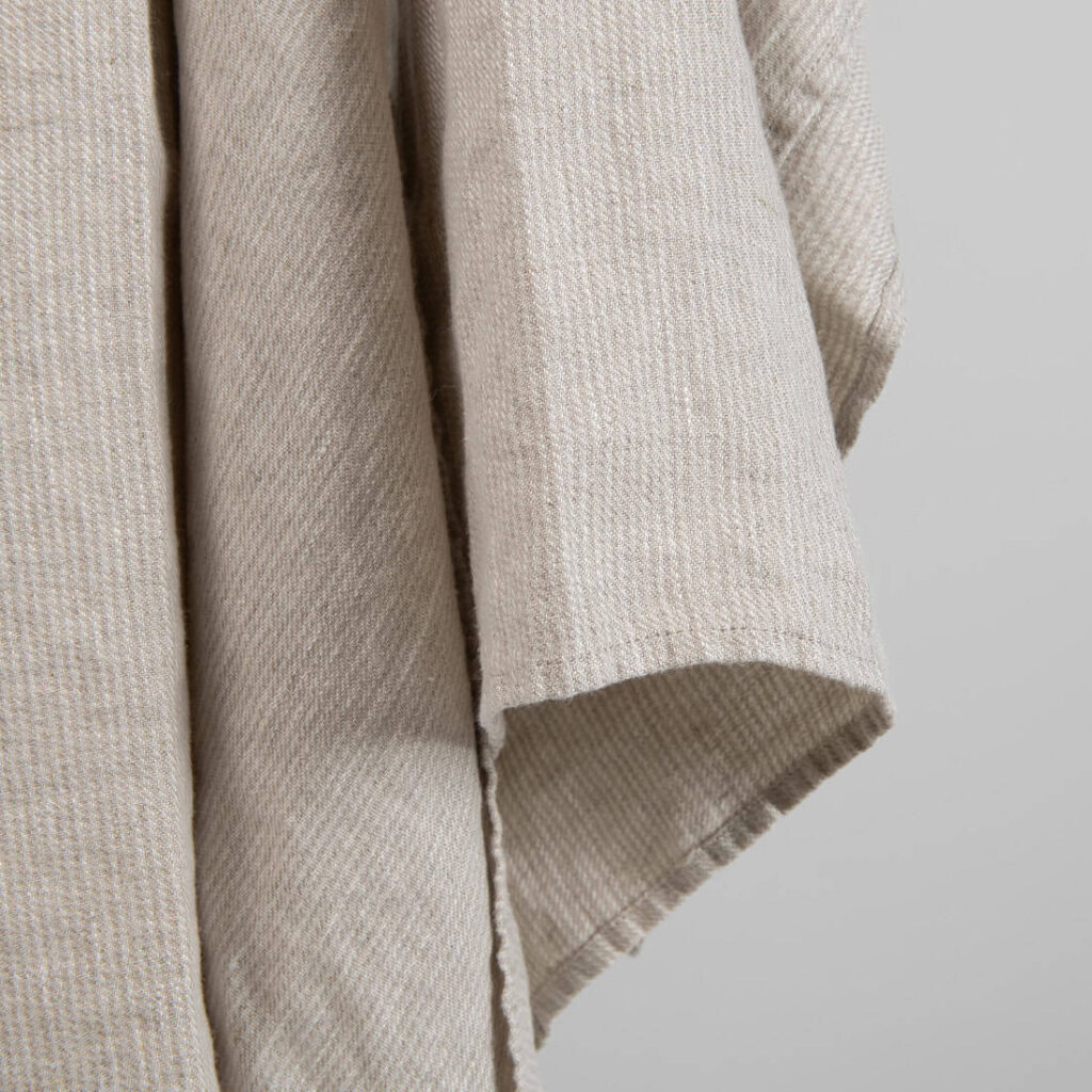 MARGO Badehåndkle beige 3 Beige linen striped bath towel, washed