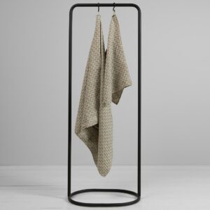 MARGO Badehåndkle grønnmønstret 4 Green linen patterned bath towel