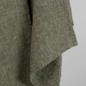 Dark green linen patterned bath towel, washed