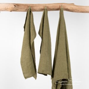 FLINT green linen towel