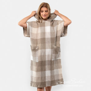 BINGO Poncho sand 18 Unisex linen poncho towel with short sleeves