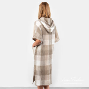 BINGO Poncho sand 23 Linen poncho towel, short sleeves, hood