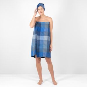 BINGO Omslagshåndkle blå 11 blue linen wrap towel bingo.