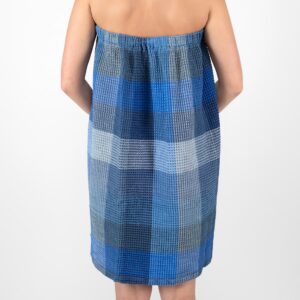 BINGO Omslagshåndkle blå 15 blue linen wrap towel bingo from backside.