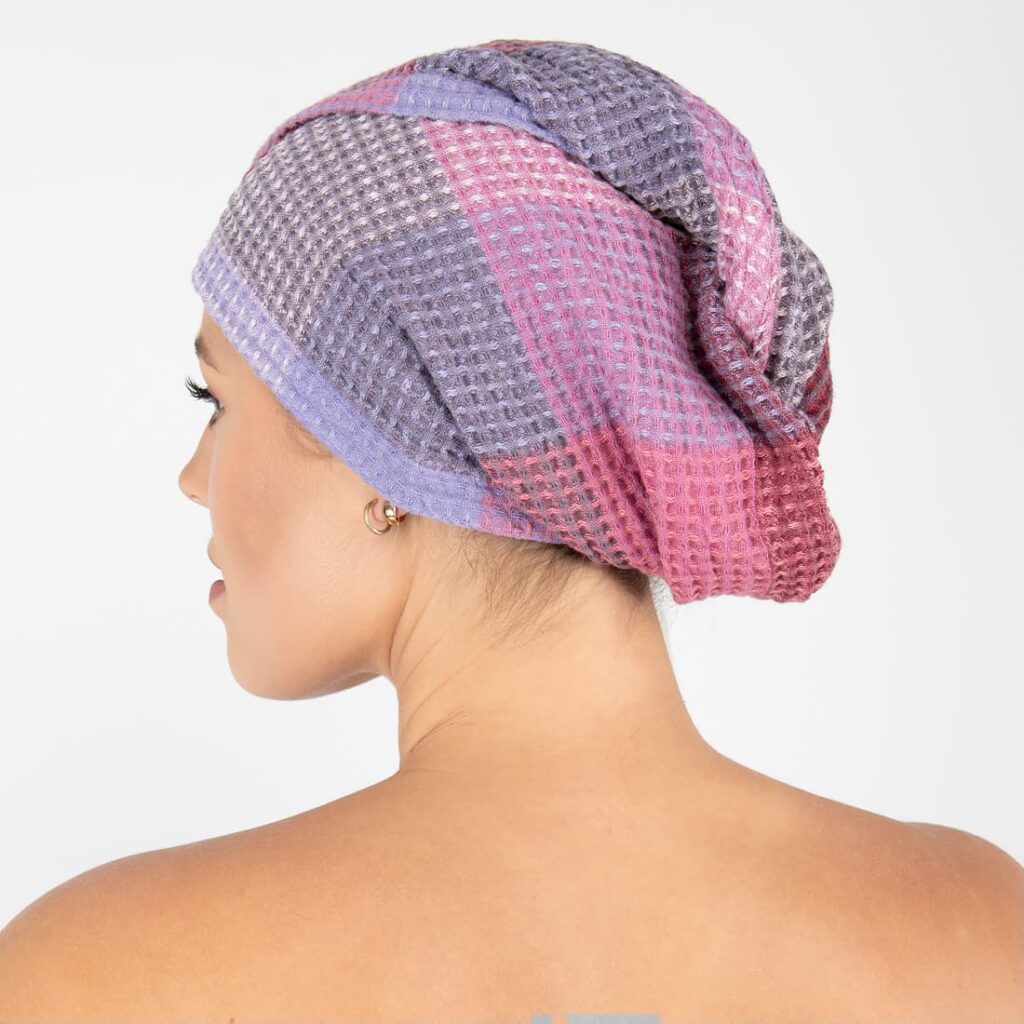 BINGO Hårturban syrin 3 lilac hair wrap linen towel bingo, waffle, washed.