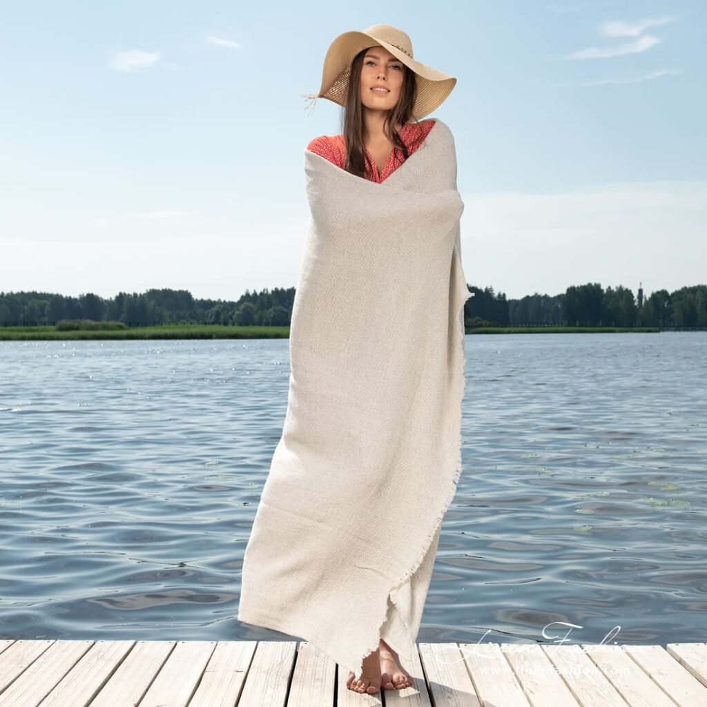 POSITANO Strandhåndkle lys blågrå 2 Linen light grey beach towel
