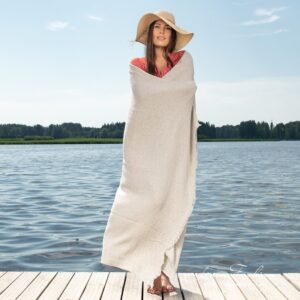 POSITANO Strandhåndkle lys blågrå 8 Linen light grey beach towel